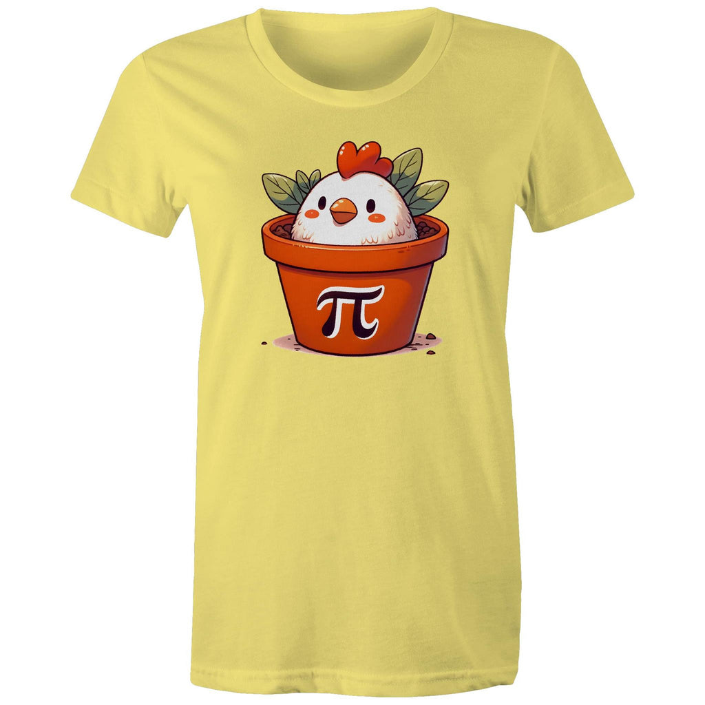 Chicken Pot Pi - Womens T-shirt Yellow Womens T-shirt animal Maths Printed In Australia