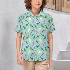 Australian Birds Kids Youth Short Sleeve Button Up Shirt