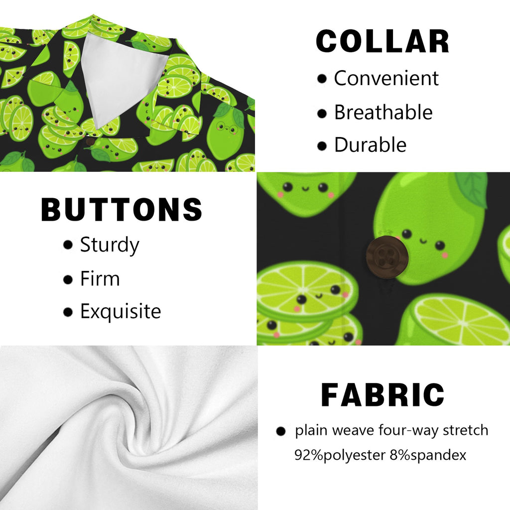 Cute Limes Men's Short Sleeve Hawaiian Shirt Men's Hawaiian Shirt (New) Food Printed Offshore