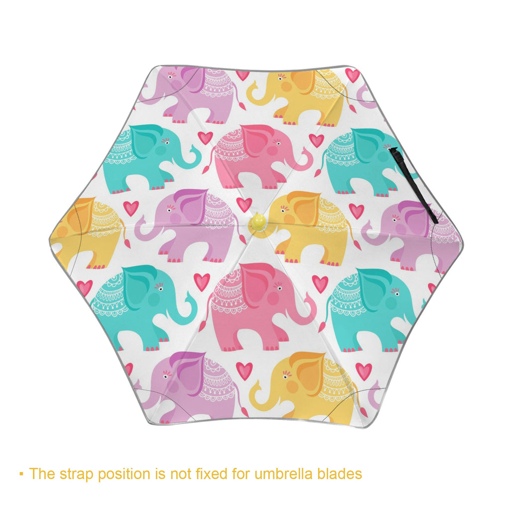 Cute Cartoon Elephants Kids Safe Round Corner Umbrella Kids Safe Round Corner Umbrella animal Printed Offshore