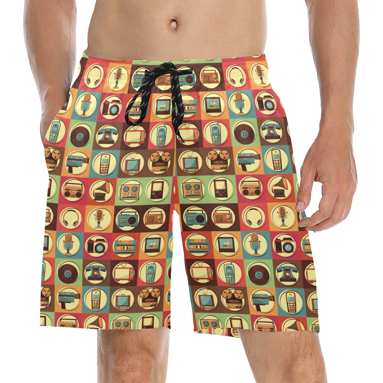 Retro Life - Men's Mid-Length Beach Shorts 5XL Men's Mid-Length Beach Shorts Printed Offshore Retro
