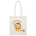 Monkey, I'm Bananas Parcel Canvas Tote Bag Default Title Small Tote Bag animal Printed In Australia