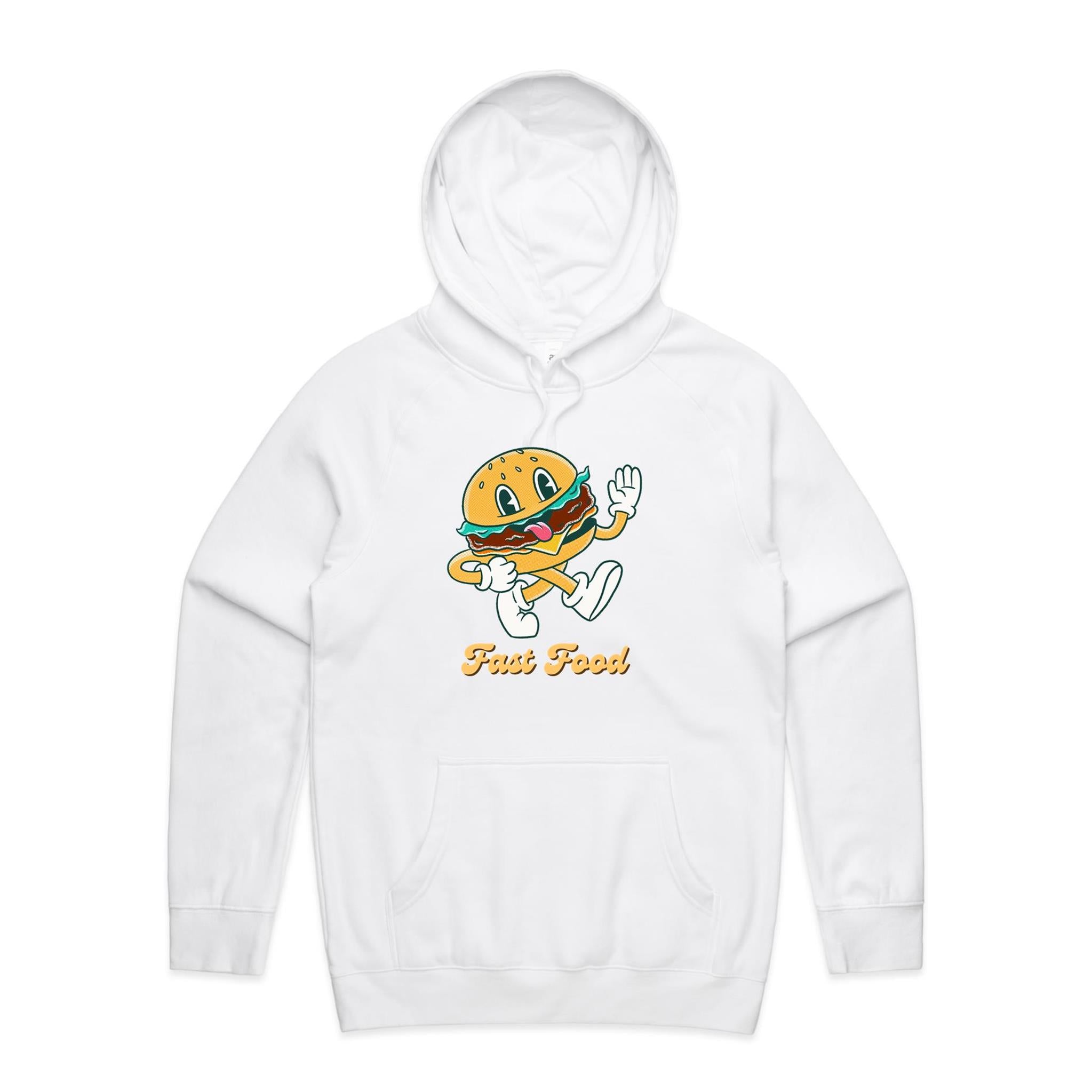 Fast Food - Mens Hoodie White Mens Hoodie Food Printed In Australia