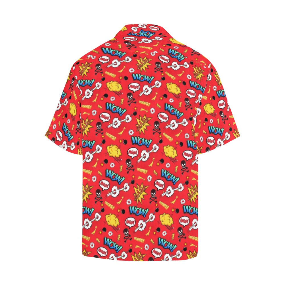 Comic Book Red - Mens Hawaiian Shirt