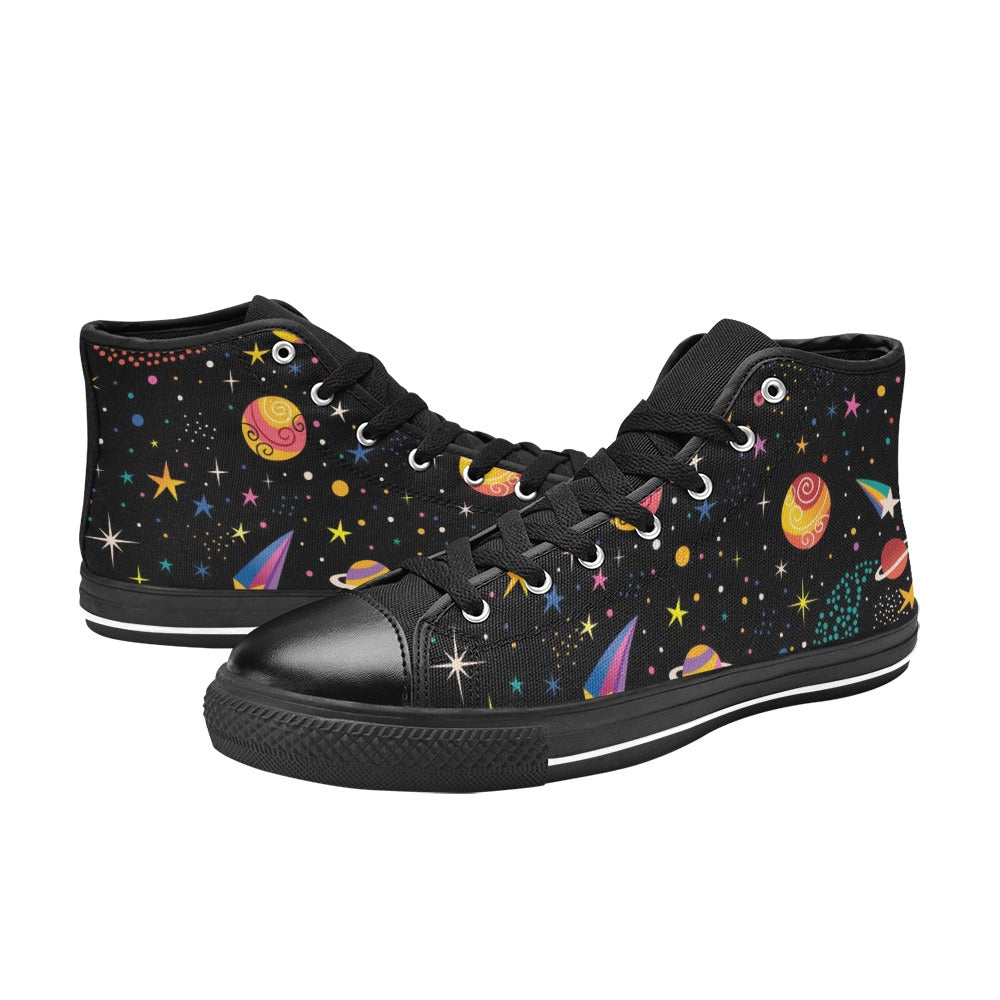 Space - Men's High Top Canvas Shoes