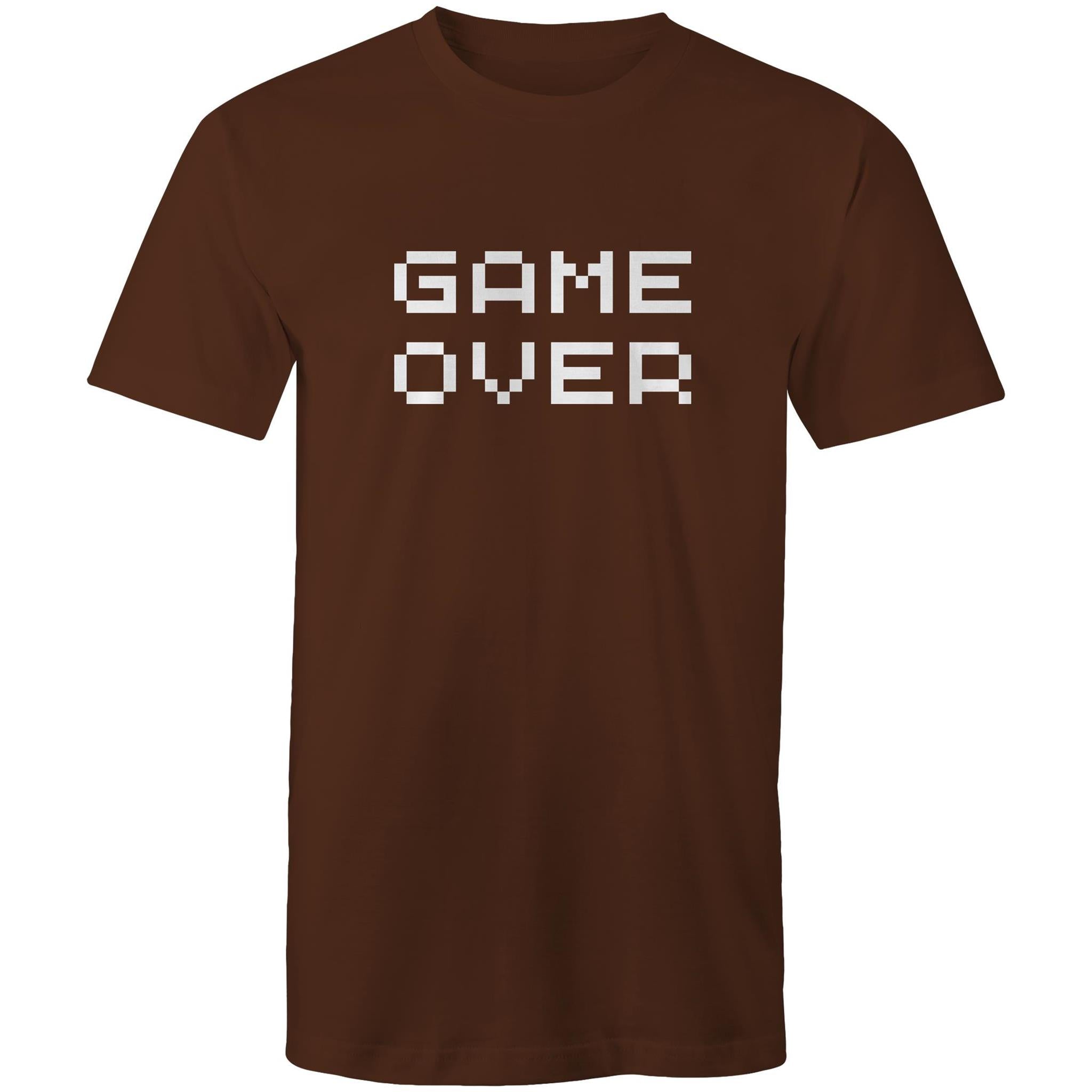 Game Over - Mens T-Shirt Dark Chocolate Mens T-shirt Games Printed In Australia