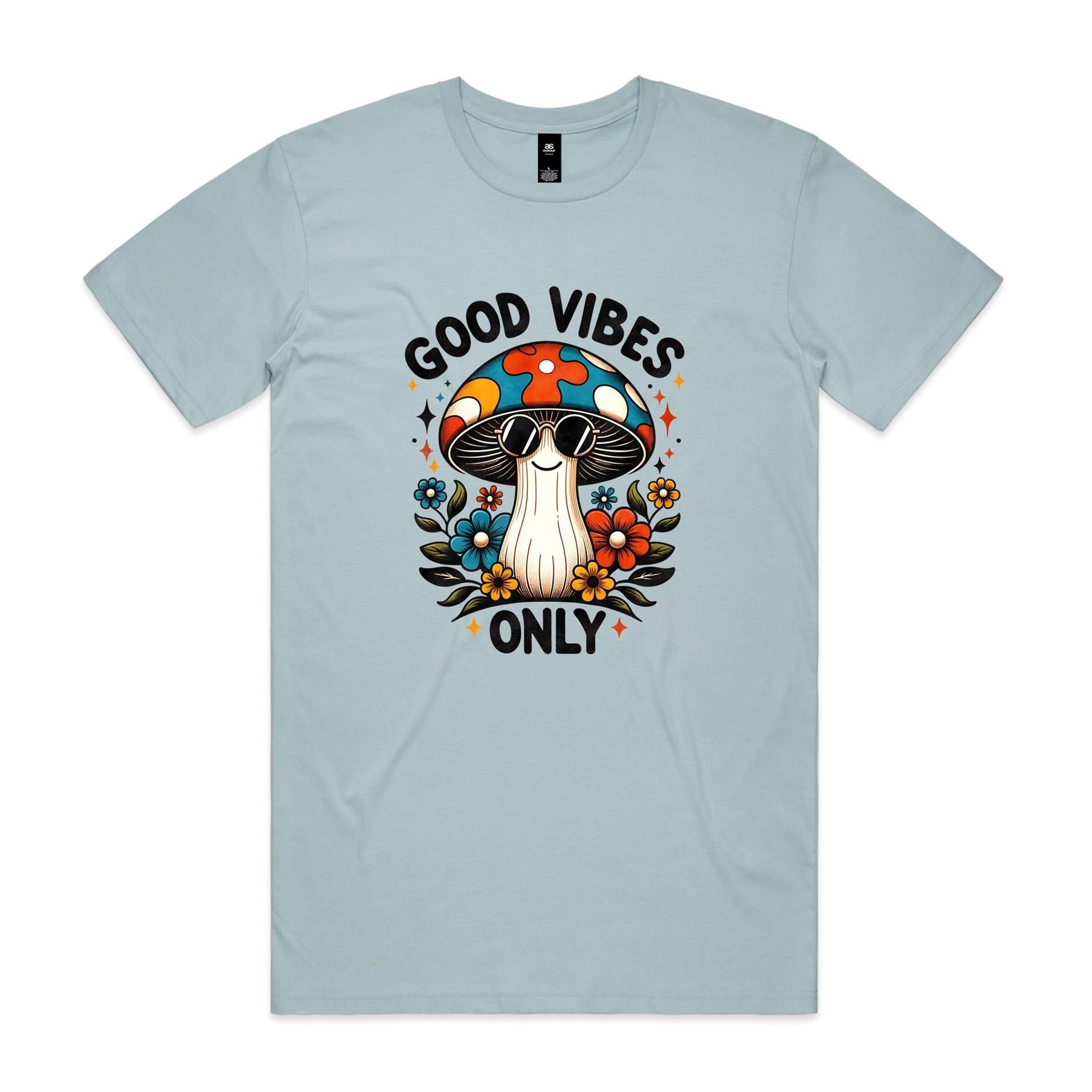 Good Vibes Only, Hippie Mushroom With Sunglasses - Mens T-shirt
