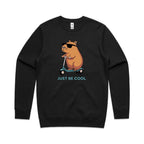 Just Be Cool, Capybara - AS Colour Stencil Crew Sweatshirt Black Sweatshirt animal Printed In Australia