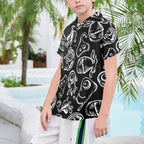 Monsters In Black And White Senior Kids Hawaiian Shirt Senior Kids Hawaiian Shirt 8-15 Printed Offshore Sci Fi