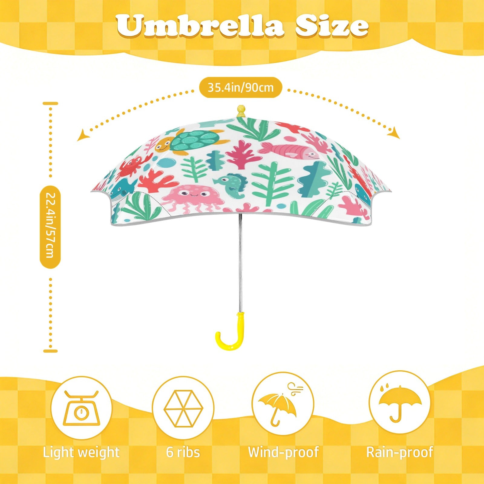 Cute Cartoon Sea Animals Kids Safe Round Corner Umbrella Kids Safe Round Corner Umbrella animal Printed Offshore
