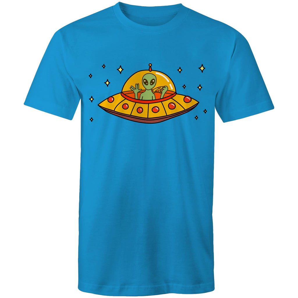 Alien Pizza - Mens T-Shirt Arctic Blue Mens T-shirt Food Printed In Australia Sci Fi