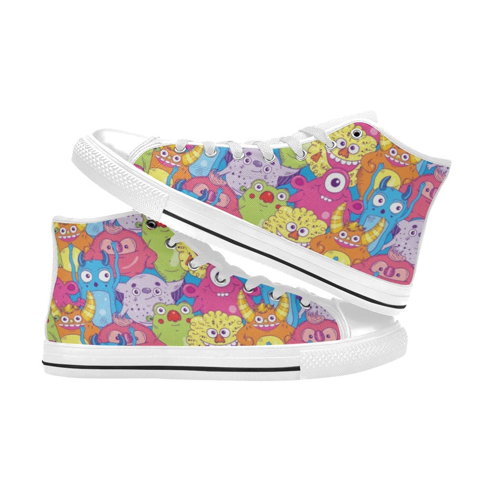 Cute Monsters - Kids High Top Canvas Shoes