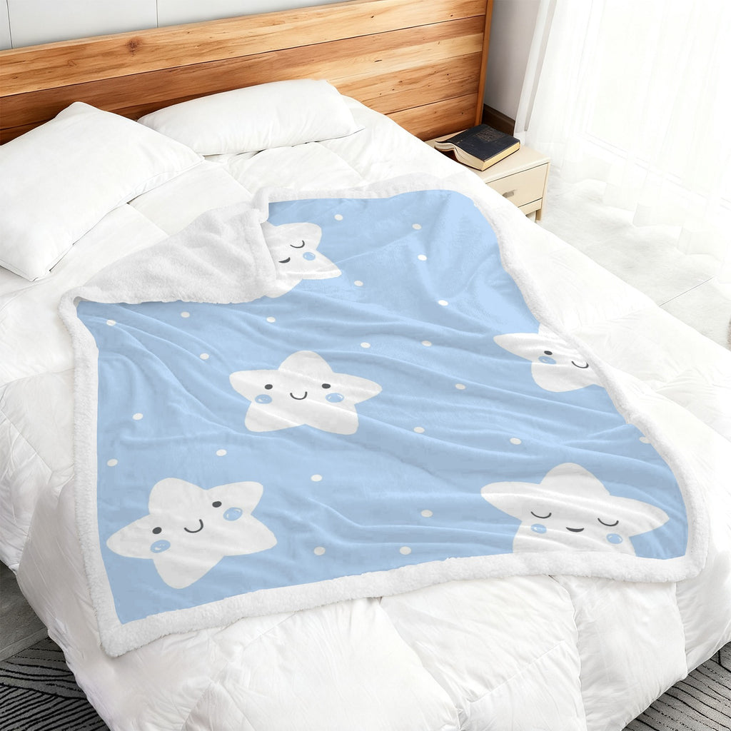 Happy Stars - Double-Layer Fleece Blanket 51"x59"