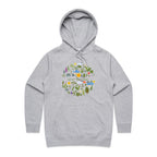 Stay Natural - Womens Hoodie Grey Marle Womens Hoodie Plants Printed In Australia