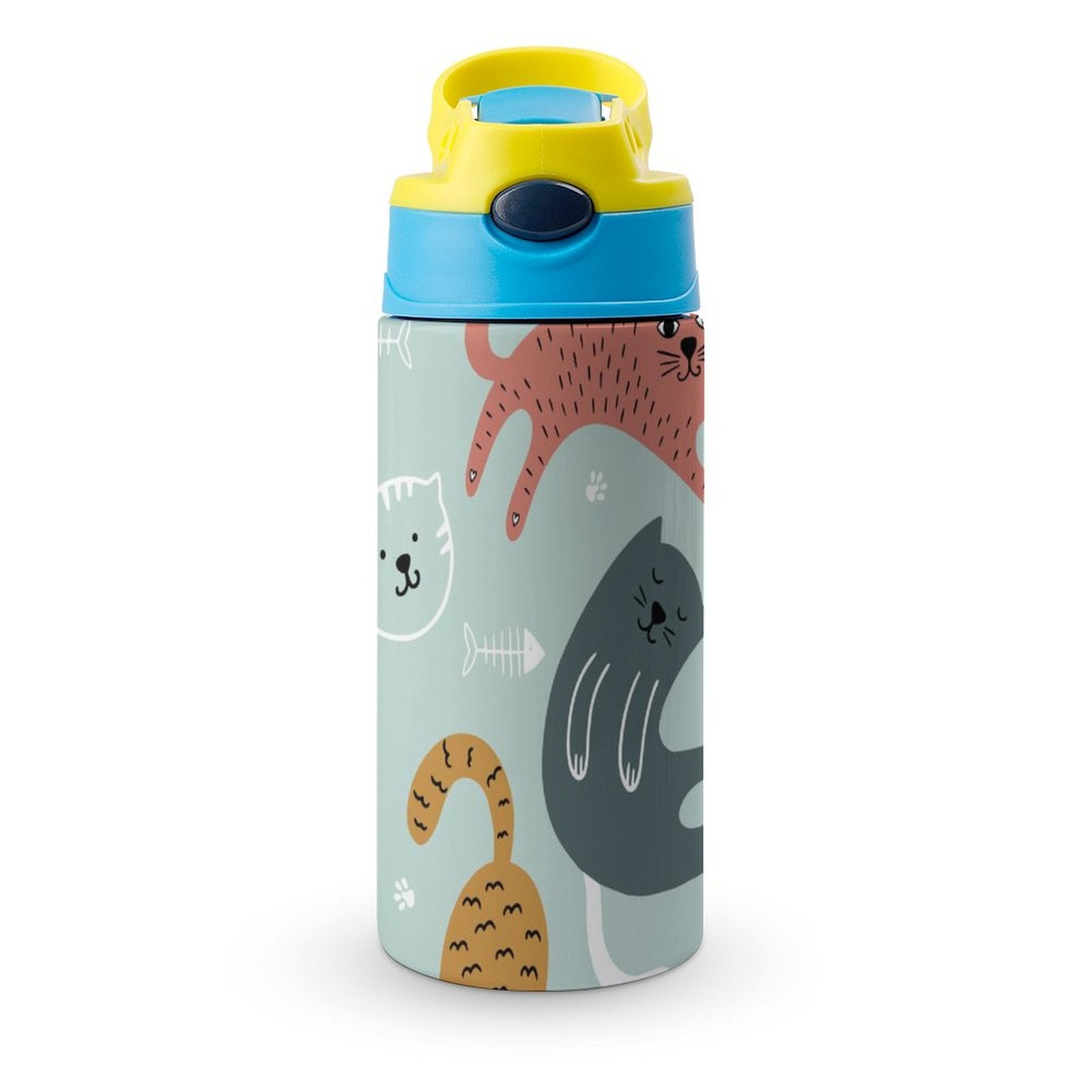Cat Stretch - Little Kids Water Bottle blue 350ml Little Kids Water Bottle animal Printed Offshore