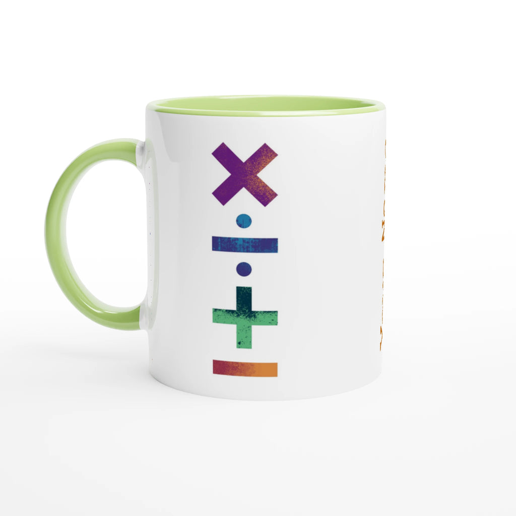 Personalise - Maths Symbols - White 11oz Ceramic Mug Ceramic Green Personalised Mug customise Globally Fulfilled Maths personalise Science