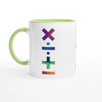 Personalise - Maths Symbols - White 11oz Ceramic Mug Ceramic Green Personalised Mug customise Globally Fulfilled Maths personalise Science