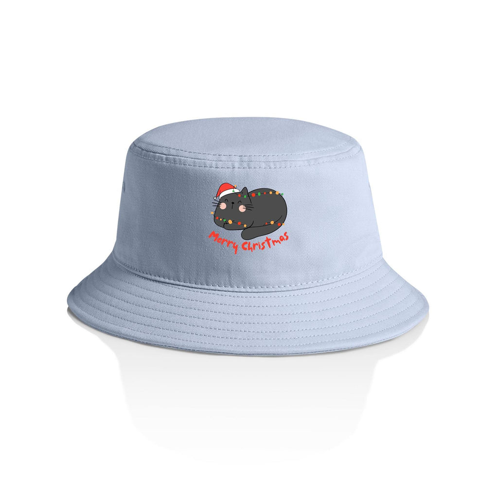 Cat, Merry Christmas - Christmas AS Colour Bucket Hat Powder One Size Christmas Bucket Hat Christmas Printed In Australia