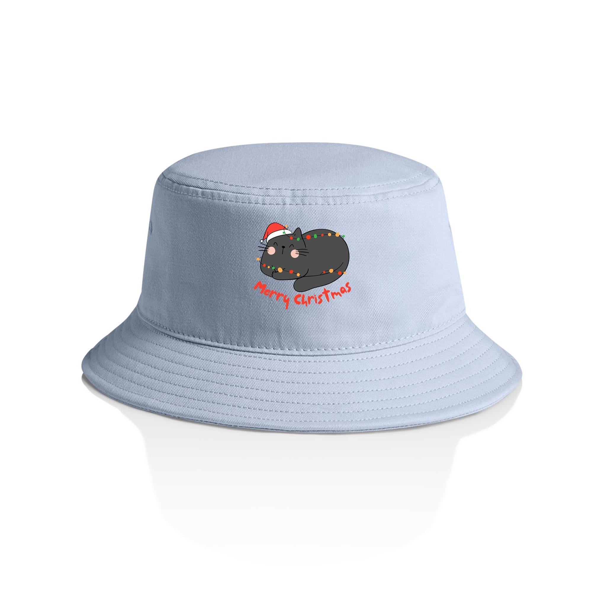 Cat, Merry Christmas - Christmas AS Colour Bucket Hat Powder One Size Christmas Bucket Hat Christmas Printed In Australia
