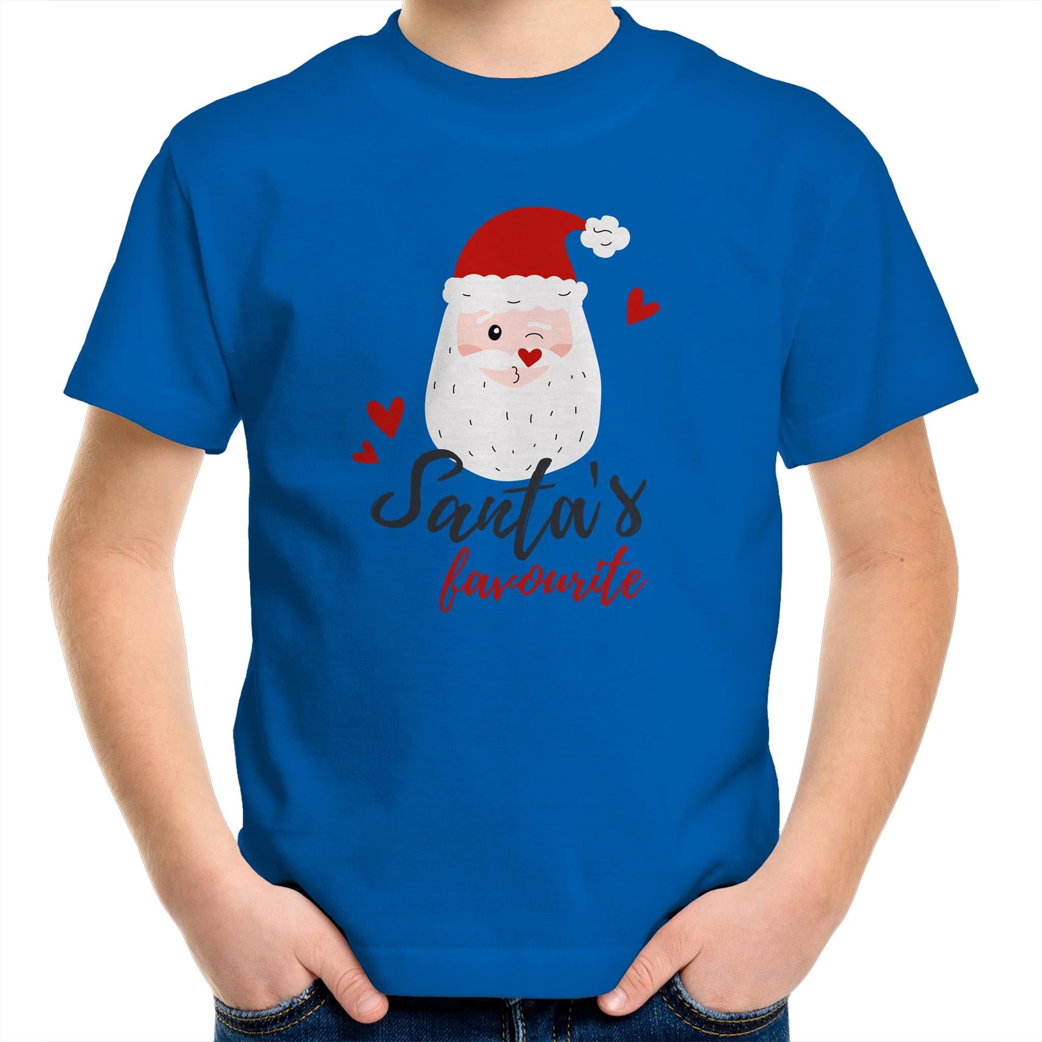 Santa's Favourite - Kids Youth T-Shirt Bright Royal Kids Christmas T-shirt Christmas Printed In Australia