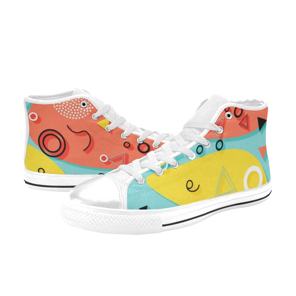 Abstract 80's - Men's High Top Canvas Shoes Men's Classic High Top Canvas Shoes Printed Offshore Retro