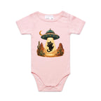Black Cat Alien UFO Abduction AS Colour Baby Bodysuit