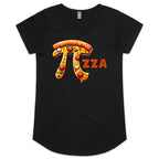 Pi Pizza - Womens Scoop Neck T-Shirt Black Womens Scoop Neck T-shirt Food Maths Printed In Australia Science