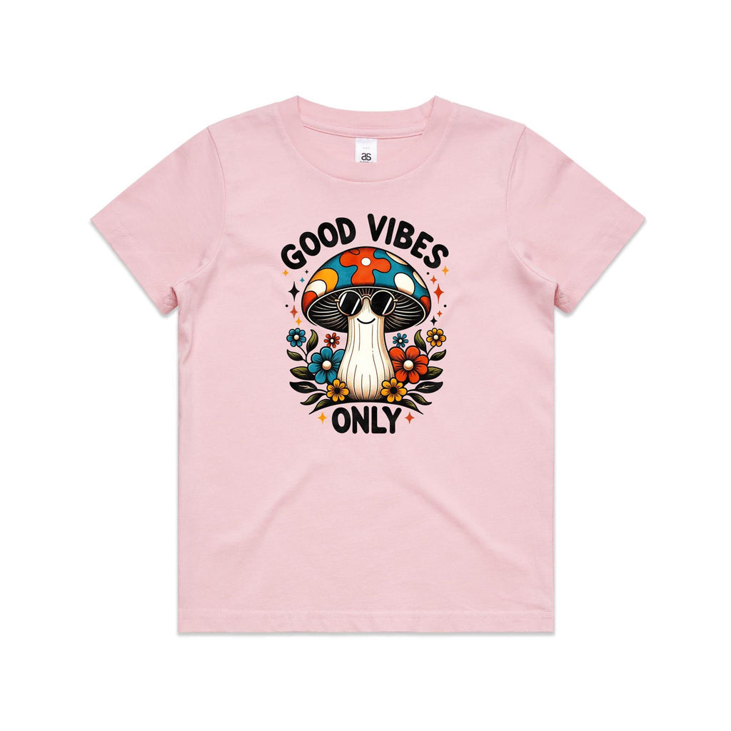 Good Vibes Only, Hippie Mushroom With Sunglasses - Kids T-shirt