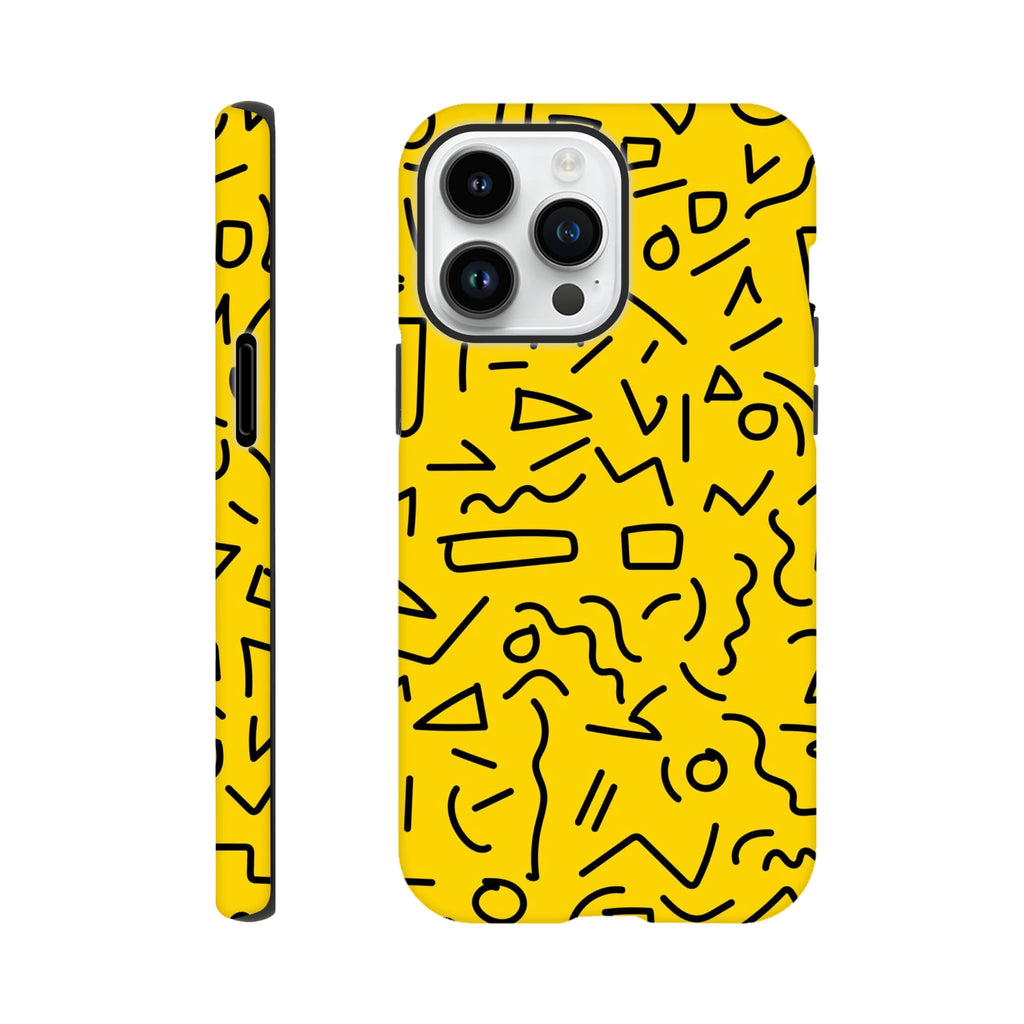 Yellow Black Graphic Squiggle - Apple iPhone Tough case iPhone 14 Pro Max iPhone Tough Case Globally Fulfilled Retro