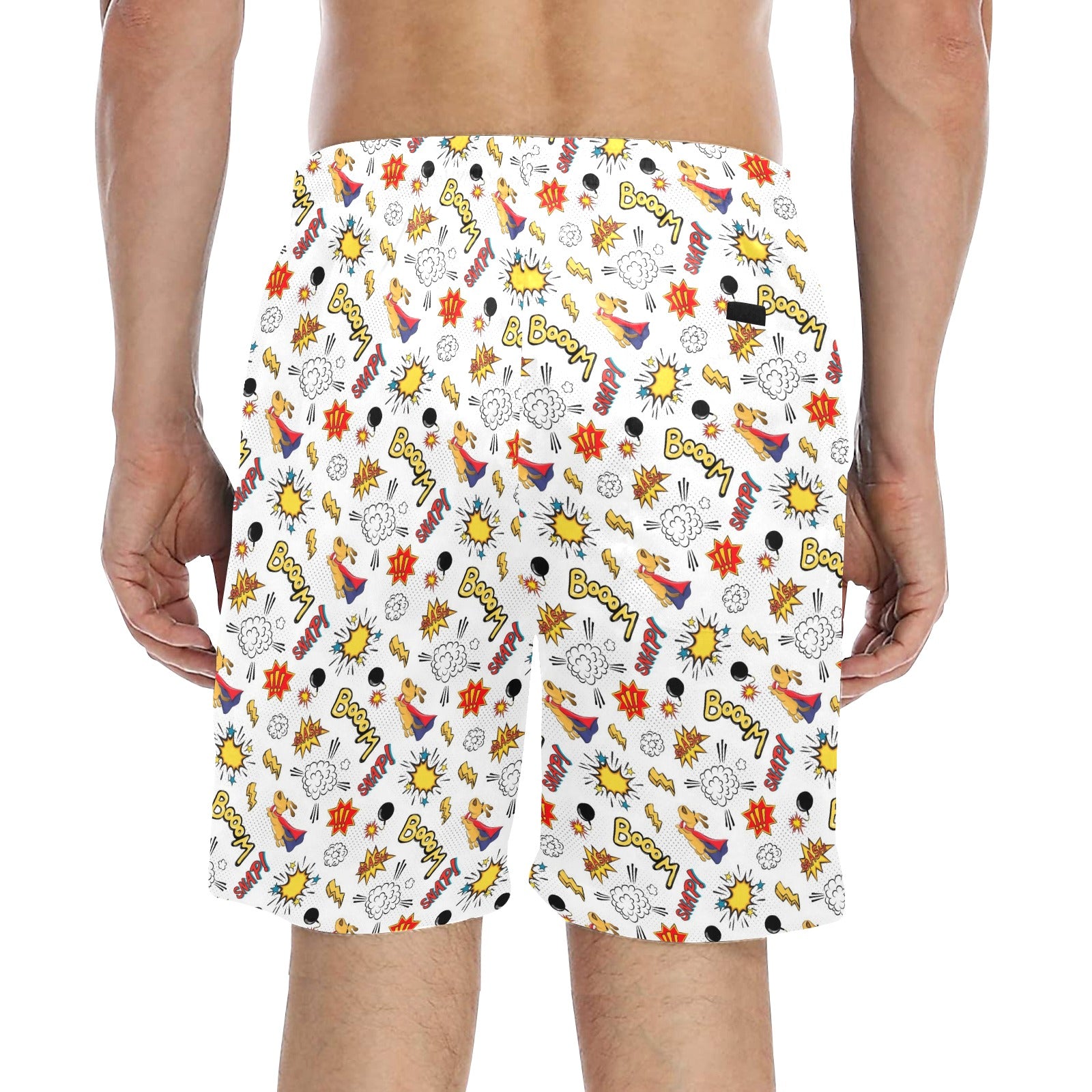 Super Dog - Men's Mid-Length Beach Shorts Men's Mid-Length Beach Shorts animal comic Printed Offshore