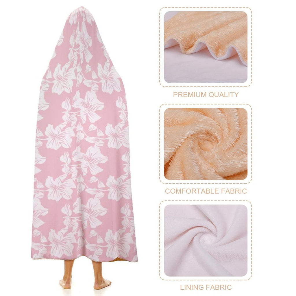 Pink Hawaiian Floral Kids Hooded Blanket 100cm x 130cm Kids Hooded Blanket Plants Printed Offshore