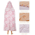 Pink Hawaiian Floral Kids Hooded Blanket 100cm x 130cm Kids Hooded Blanket Plants Printed Offshore