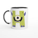 Personalised - Monster Initial - White 11oz Ceramic Mug with Color Inside Ceramic Black Personalised 11oz Mug Customise Globally Fulfilled Name Personalise
