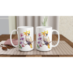 Personalise - Cockatoo, Australian Birds - White 15oz Ceramic Mug Personalised 15oz Mug animal Globally Fulfilled