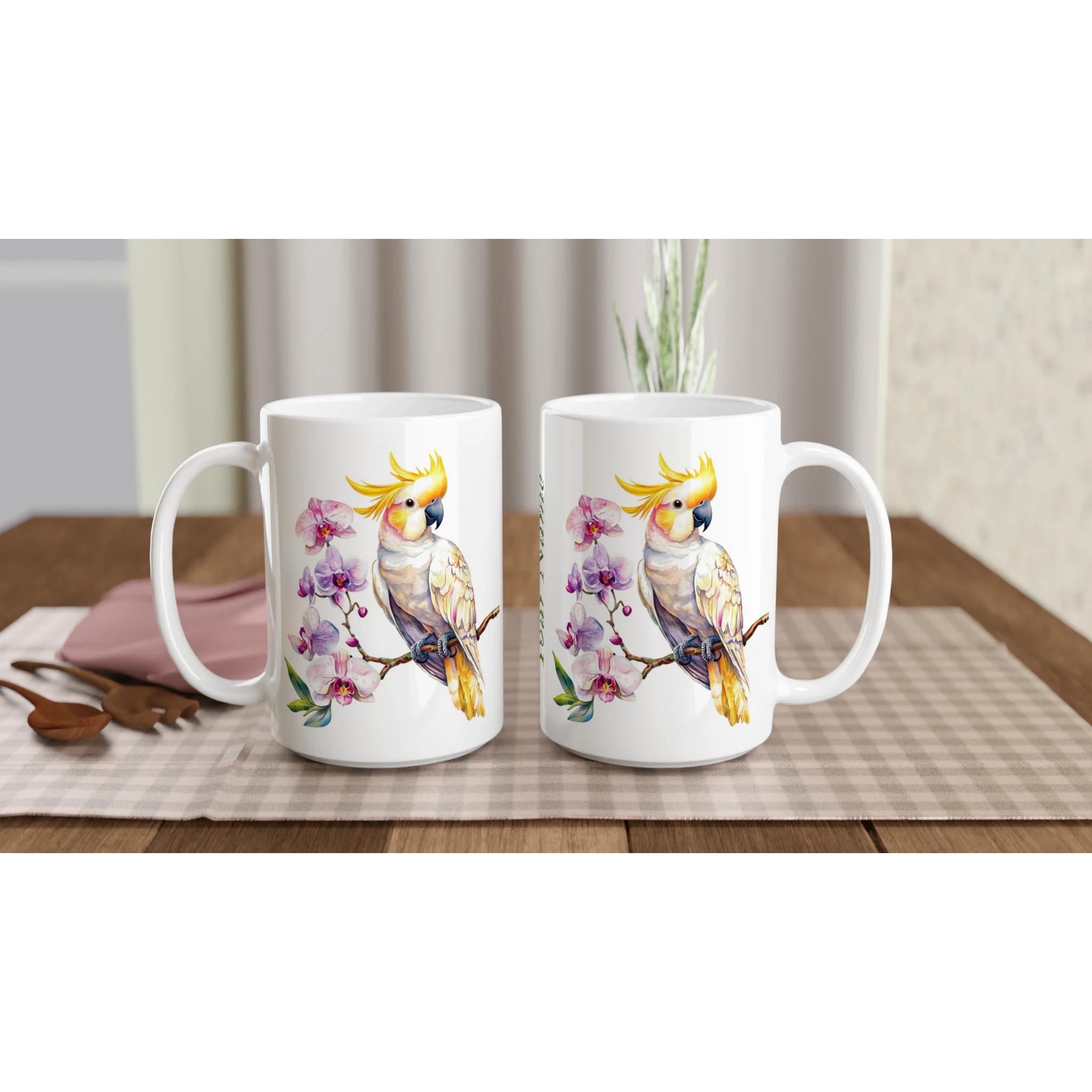 Personalise - Cockatoo, Australian Birds - White 15oz Ceramic Mug Personalised 15oz Mug animal Globally Fulfilled