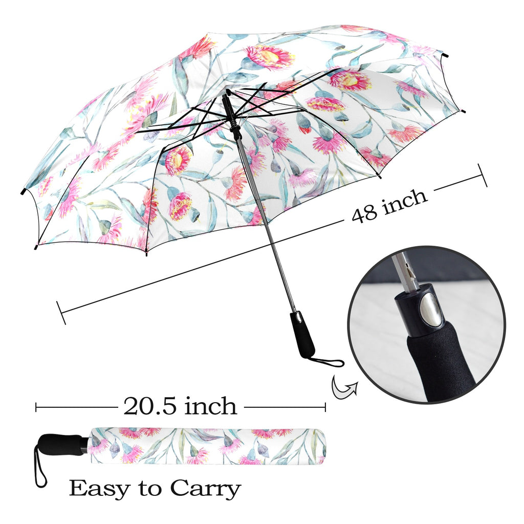 Pink Eucalyptus Flowers - Semi-Automatic Foldable Umbrella (Model U12) Semi-Automatic Foldable Umbrella (U12)