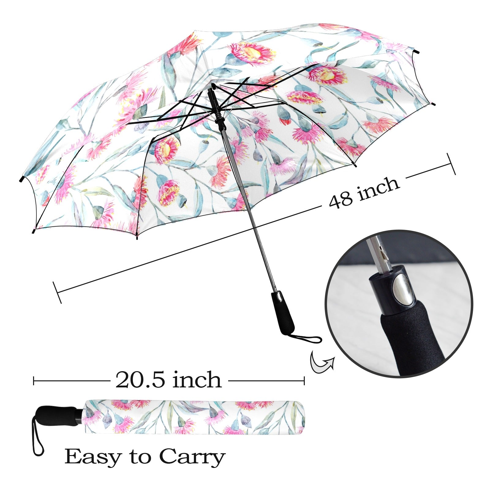 Pink Eucalyptus Flowers - Semi-Automatic Foldable Umbrella (Model U12) Semi-Automatic Foldable Umbrella (U12)