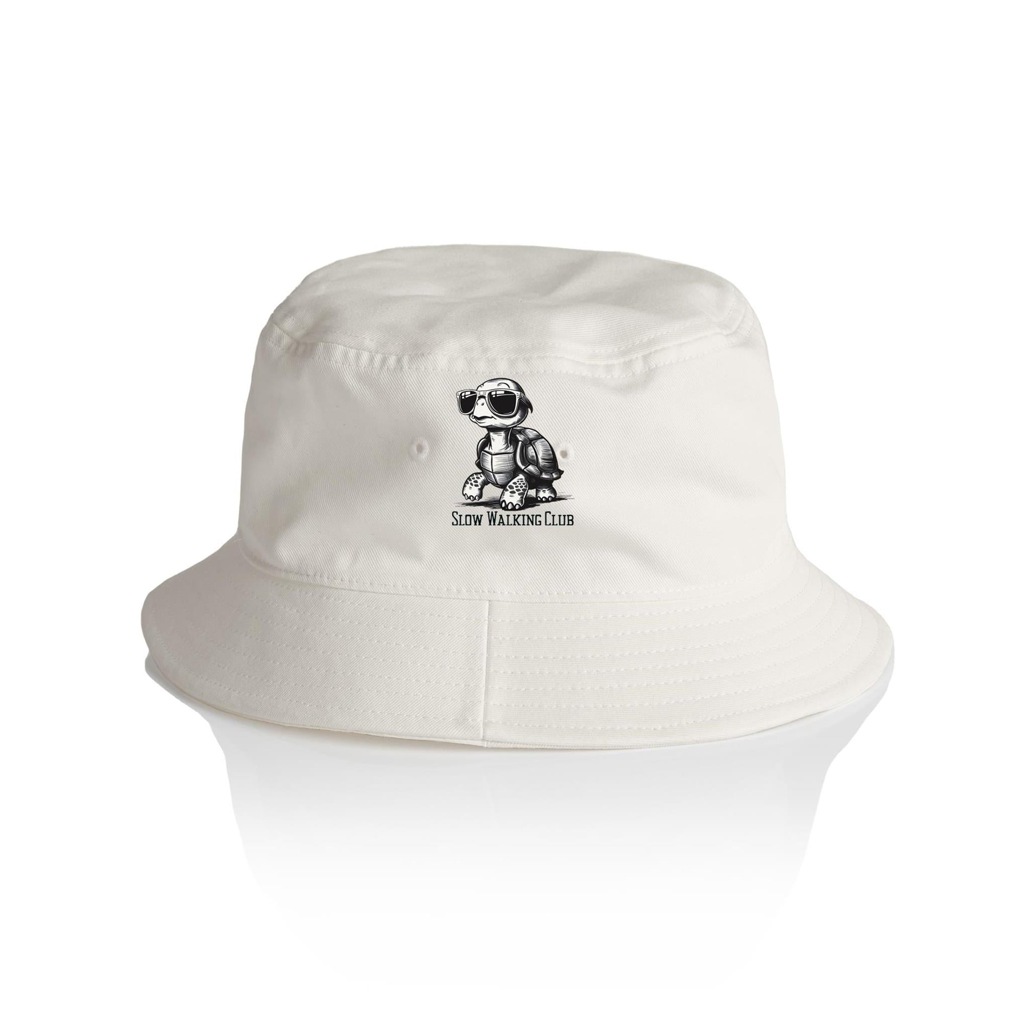 Tortoise, Slow Walking Club - AS Colour Bucket Hat Ecru One Size As Colour Bucket Hat animal Printed In Australia