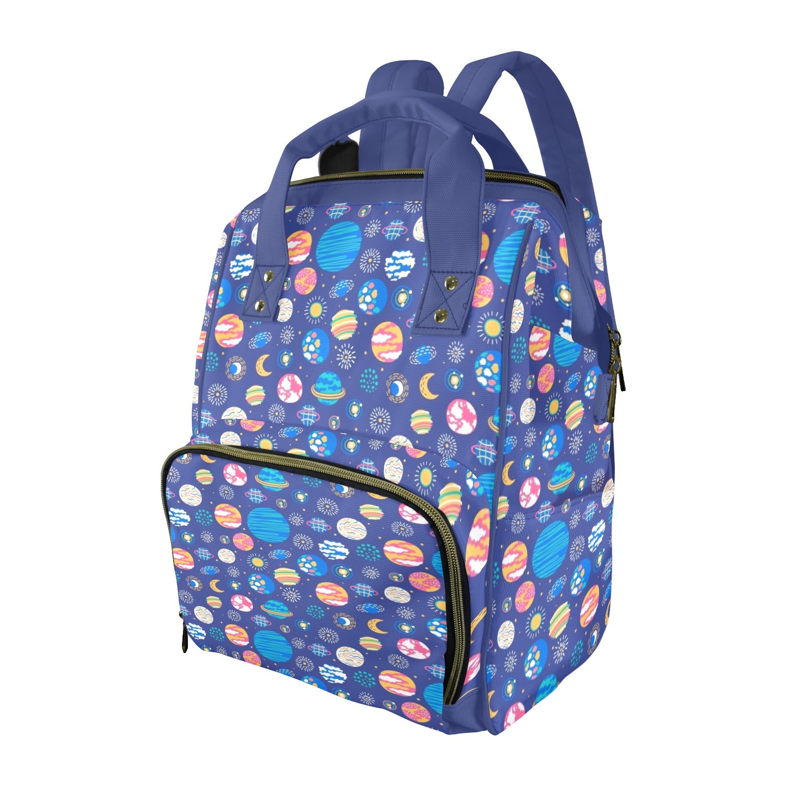 Planets On Blue Multi-Function Backpack, Nappy / Diaper Bag One Size Multi-function Backpack, Nappy / Diaper Bag Printed Offshore Space