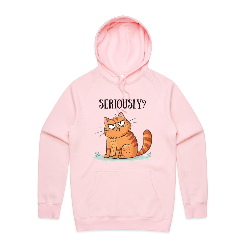 Cat, Seriously? - Mens Hoodie Pink Mens Hoodie animal Printed In Australia