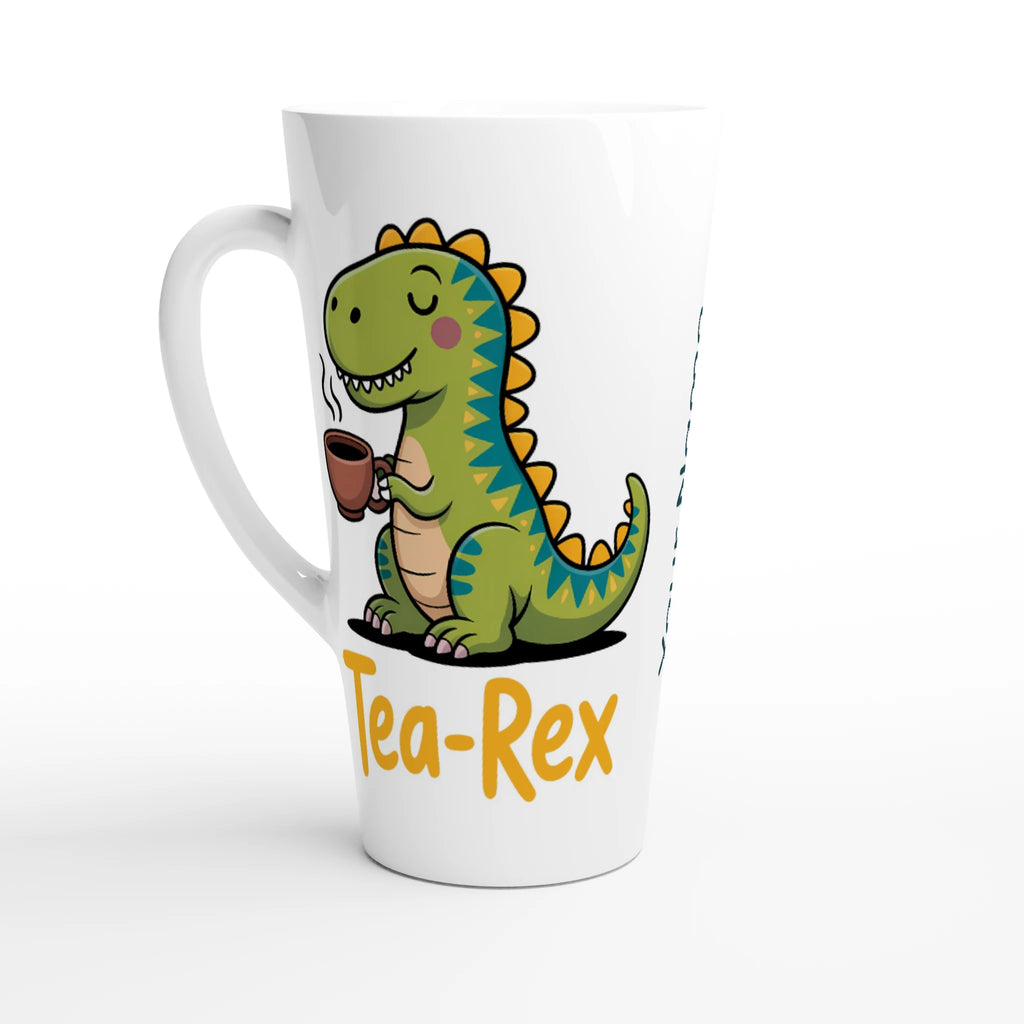 Personalised - Tea-Rex, Tea Drinking Dinosaur - White Latte 17oz Ceramic Mug Default Title Personalised Latte Mug Globally Fulfilled Tea