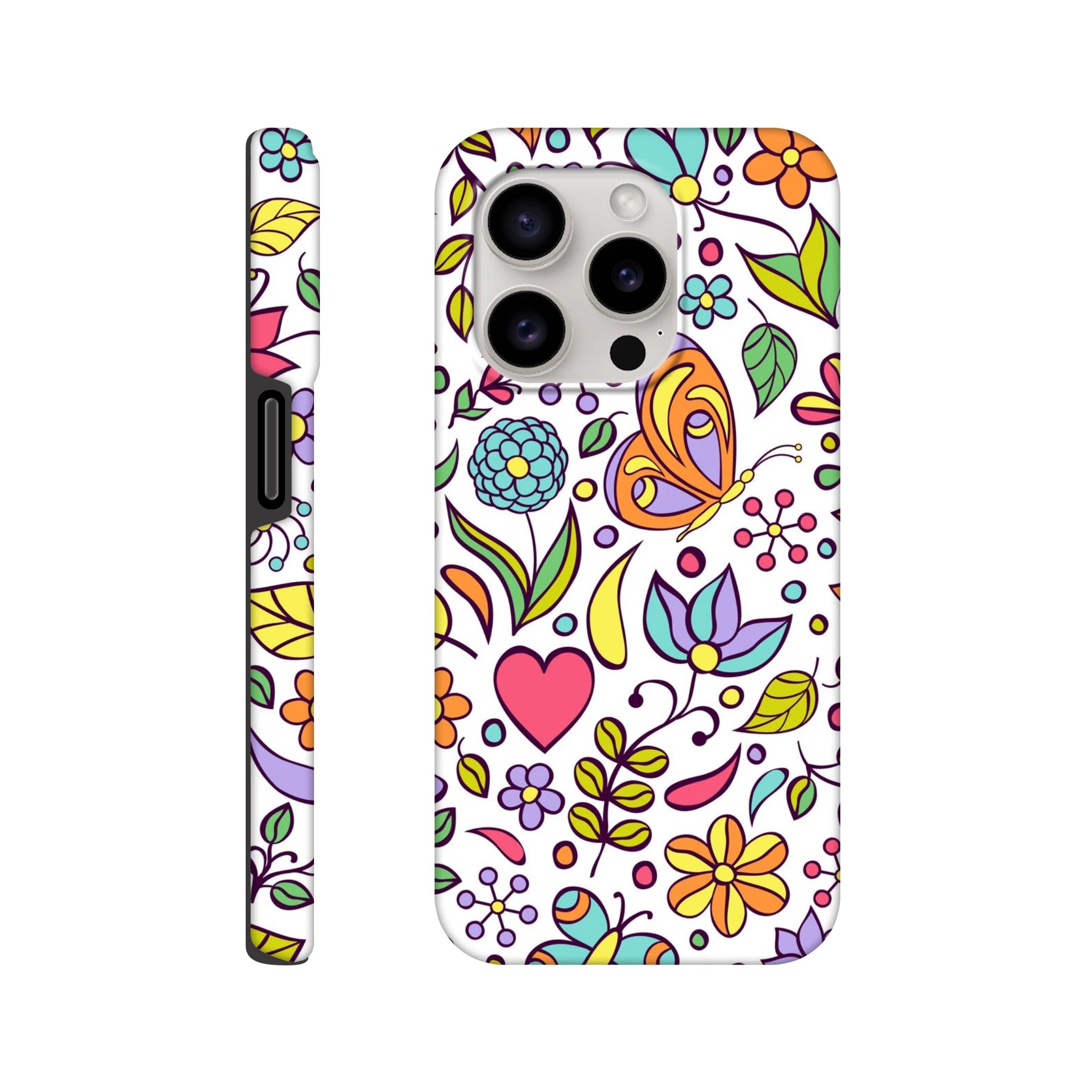 Quirky Butterfly Flowers - Apple iPhone Tough case iPhone 15 Pro iPhone Tough Case animal Globally Fulfilled