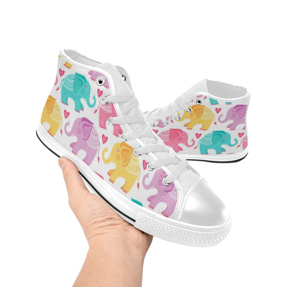 Elephant Dance - Kids High Top Canvas Shoes