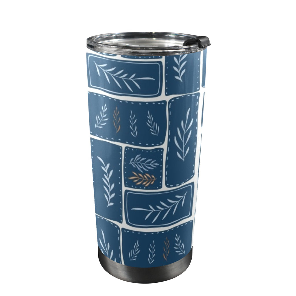 Leaf Tiles - 20oz Mobile Tumbler with Lid (Black Lock) One Size 20oz Travel Mug Plants Printed Offshore