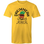 Drummers Plant The Beat - Mens T-Shirt Yellow Mens T-shirt Music Printed In Australia