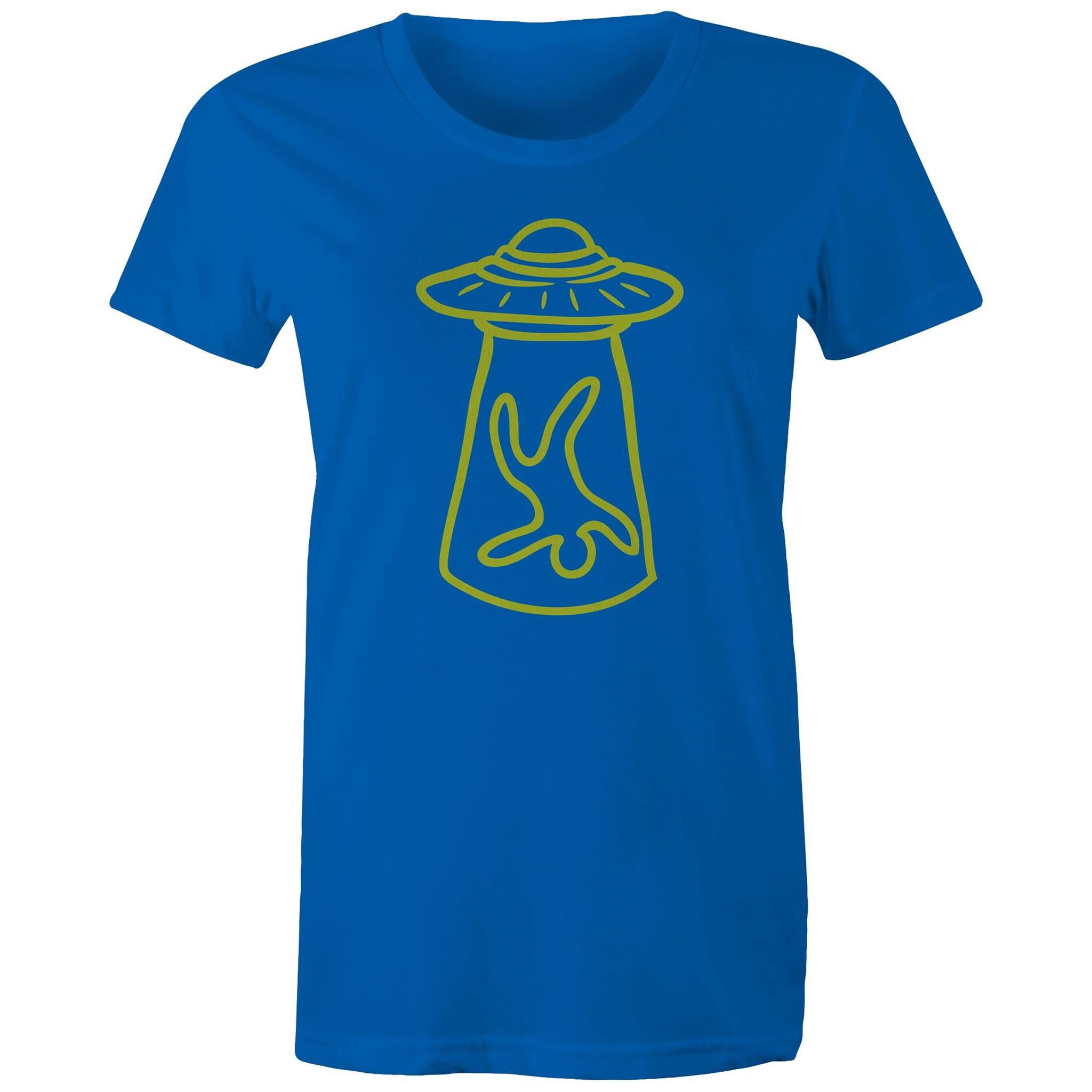Alien Abduction - Womens T-shirt Bright Royal Womens T-shirt Printed In Australia Sci Fi
