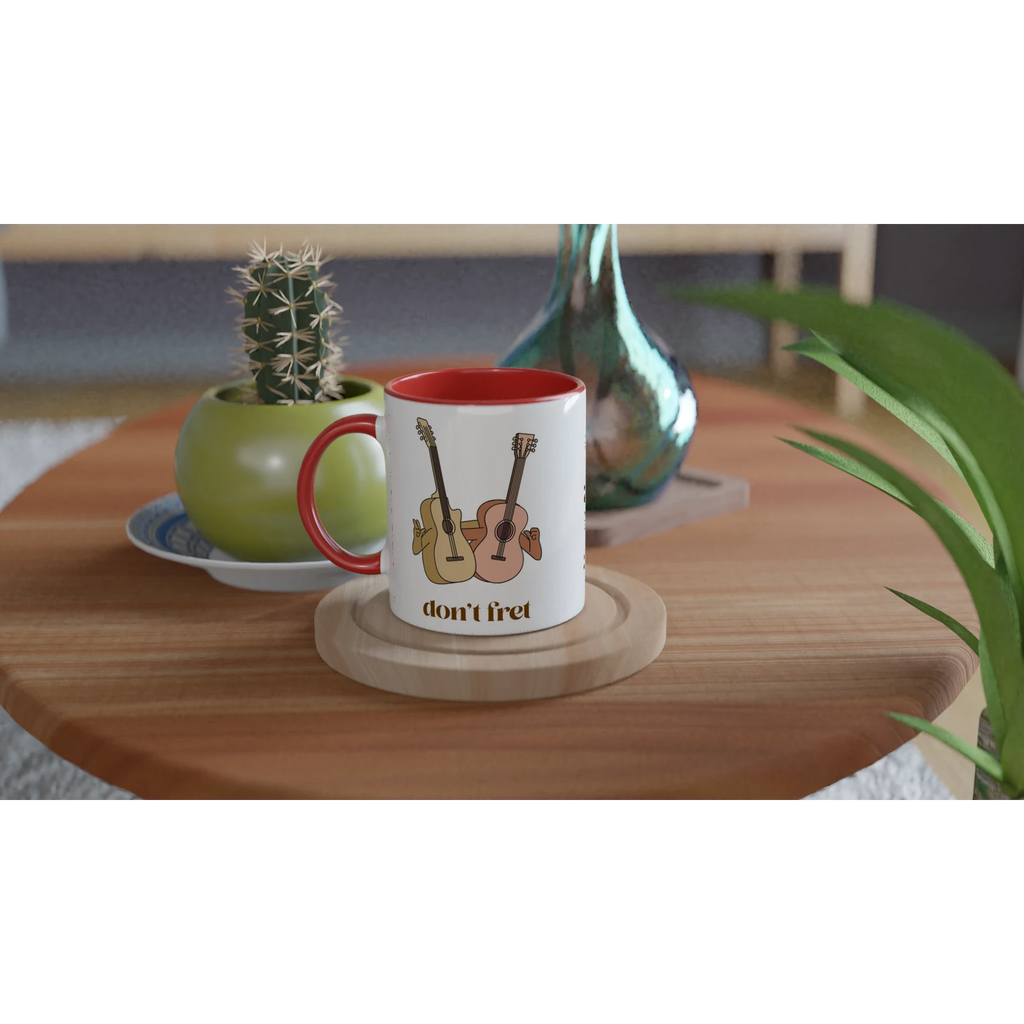 Personalised - Don't Fret - White 11oz Ceramic Mug with Colour Inside Personalised 11oz Mug customise Globally Fulfilled Music personalise