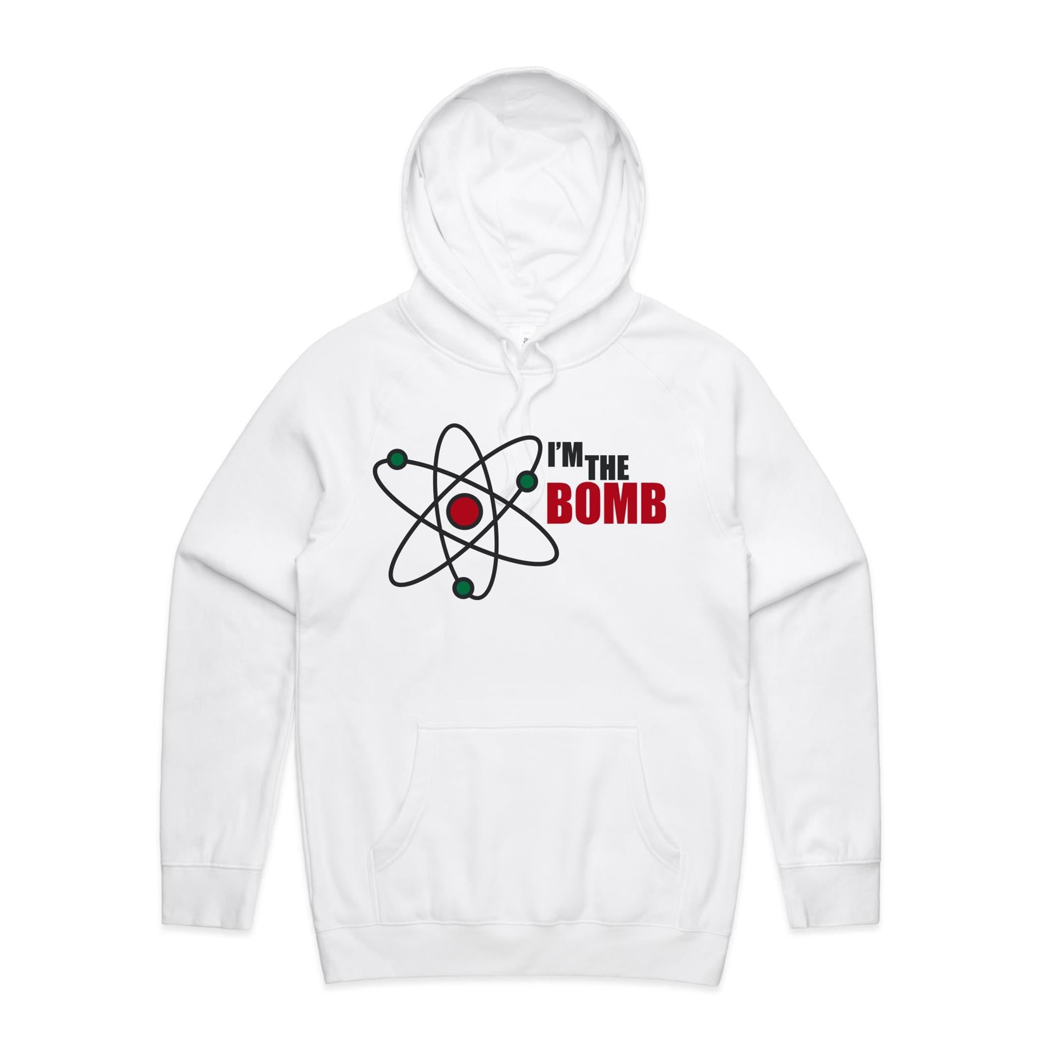I'm The Bomb, Atom - Mens Hoodie White Mens Hoodie Printed In Australia Science