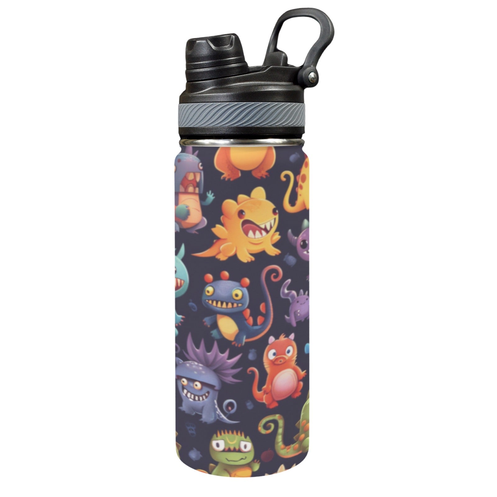 Monster Mania - Insulated Water Bottle with Dual-Use Lid (18oz) One Size Insulated Water Bottle with Dual-Use Lid (18oz) Printed Offshore Sci Fi