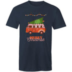 Christmas Tree On Hippy Van - Mens T-Shirt Navy Mens Christmas T-shirt Christmas Printed In Australia